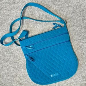 Vera Bradley On the Go Crossbody Bag Teal Blue Quilted Microfiber 24439-J21